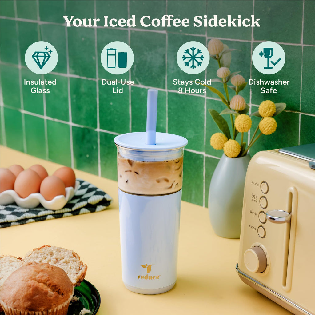 20oz Vacuum Insulated Glass Tumbler with Straw & Lid U439684
