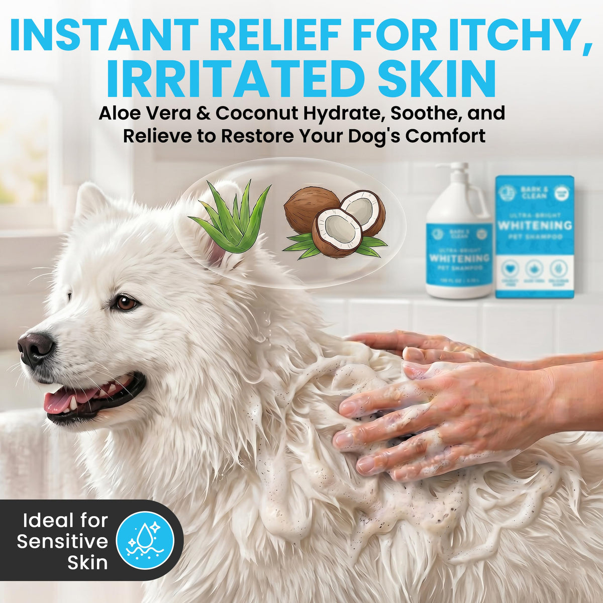 Whitening Dog Shampoo with Pump, 1 Gallon Aloe Coconut P334