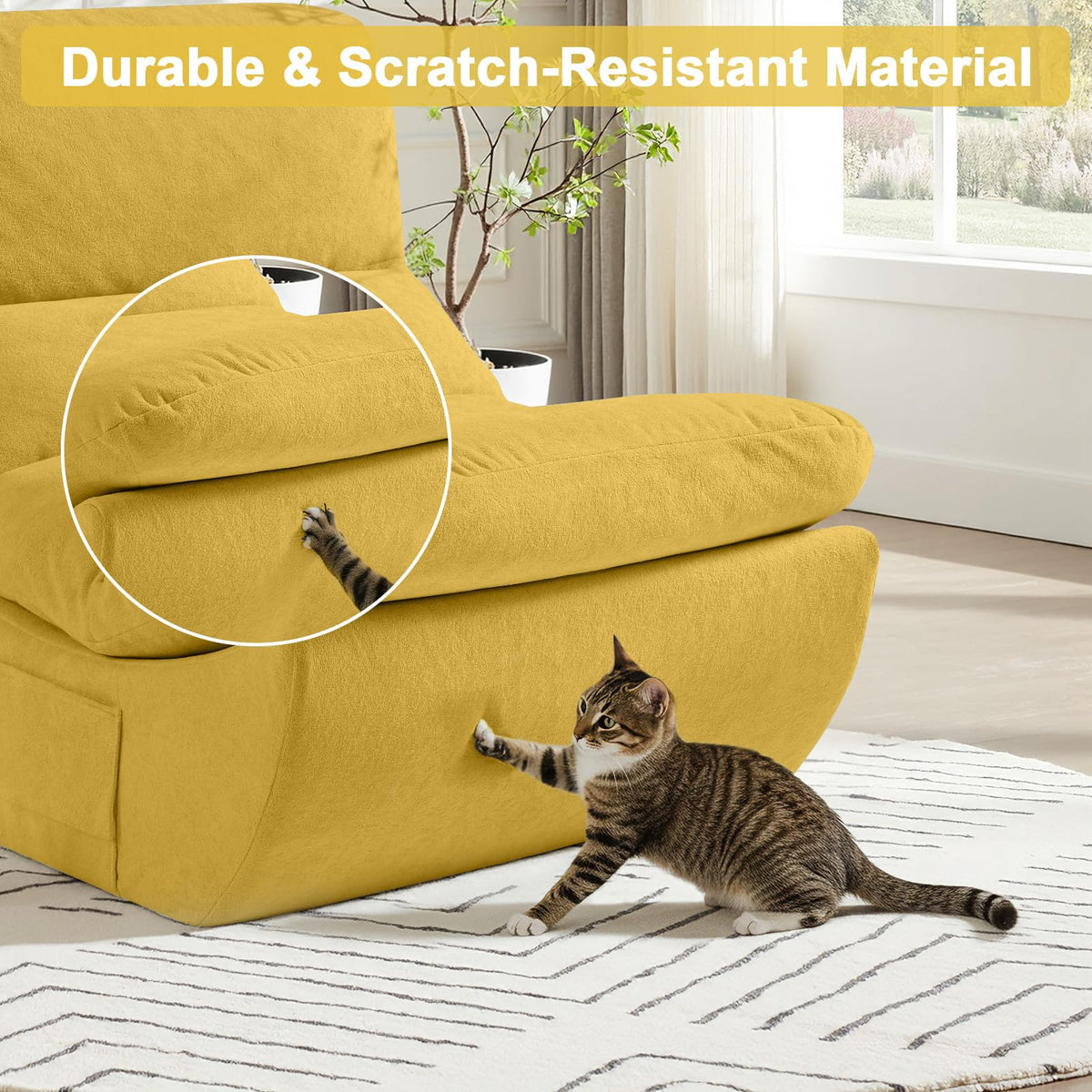 Set of 2 Yellow Anti Cat Scratch Bean Bag Chairs U4301