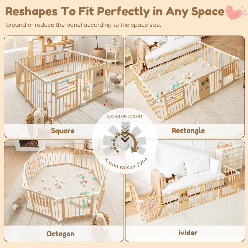 Wooden Playpen with 3 Learning Toys V2899
