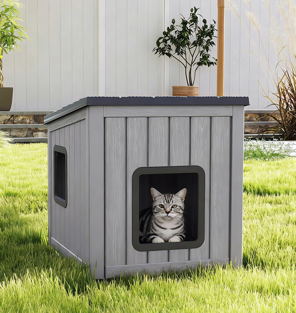 Weatherproof Outdoor Cat House with Air Holes H599137