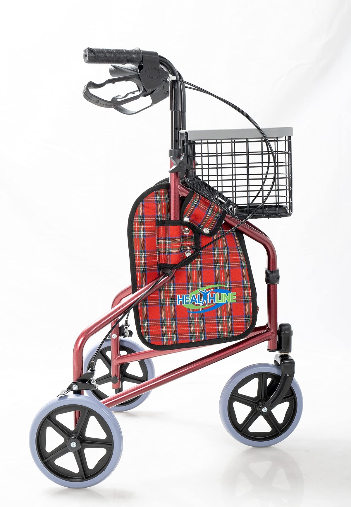 Aluminum 3 Wheels Foldable Rollator Walker with Basket Q61074