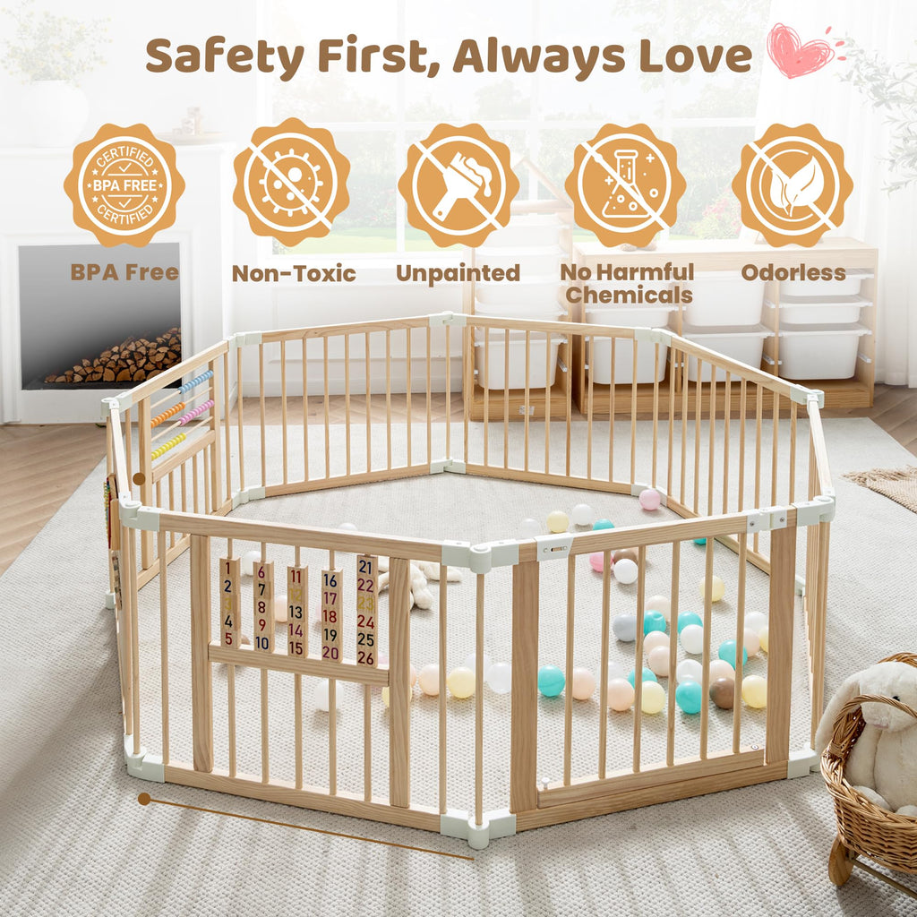 Wooden Playpen with 3 Learning Toys V2899