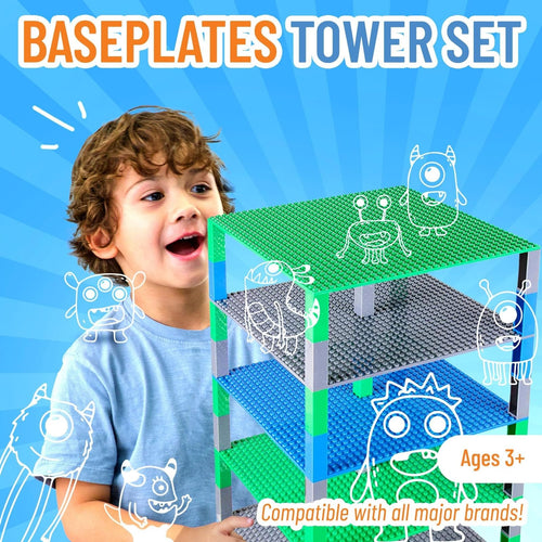 10 x 10 in 6 Baseplates with 50 Stackers Building Toy Blocks Q1525