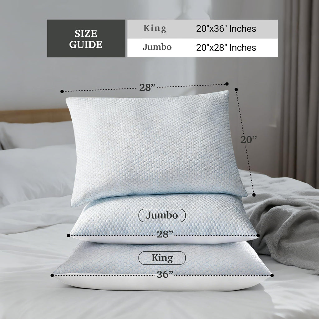 Cooling Soft Low-Profile Pillow King Size Set of 2 I5430