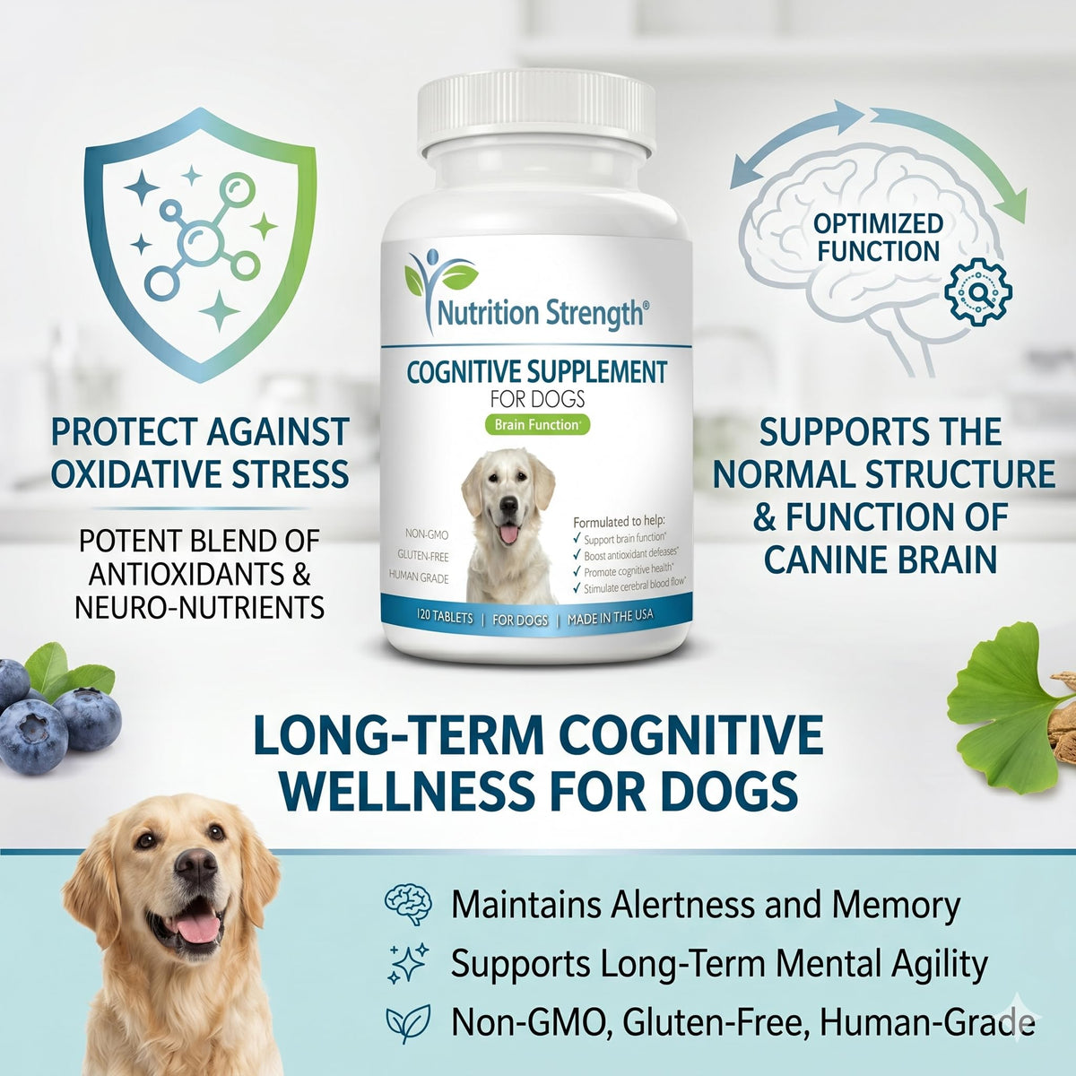 120 Chewable Tablets Cognitive Support Dog Supplement G4048
