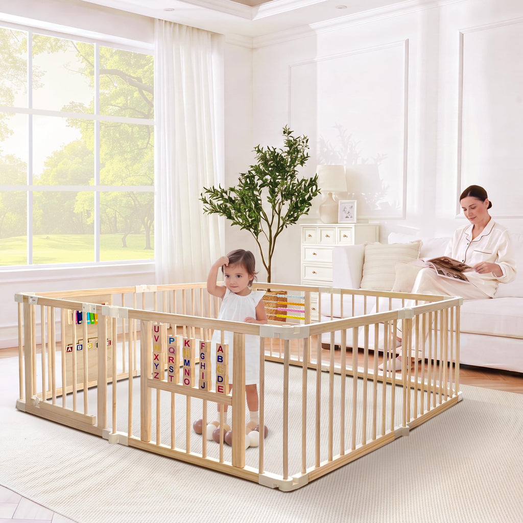Wooden Playpen with 3 Learning Toys V2899