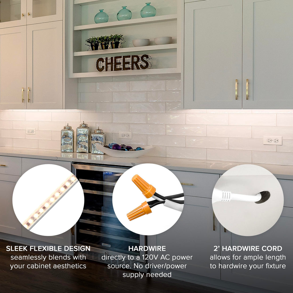 24 in. Hardwired LED Under Cabinet Strip Light M1606