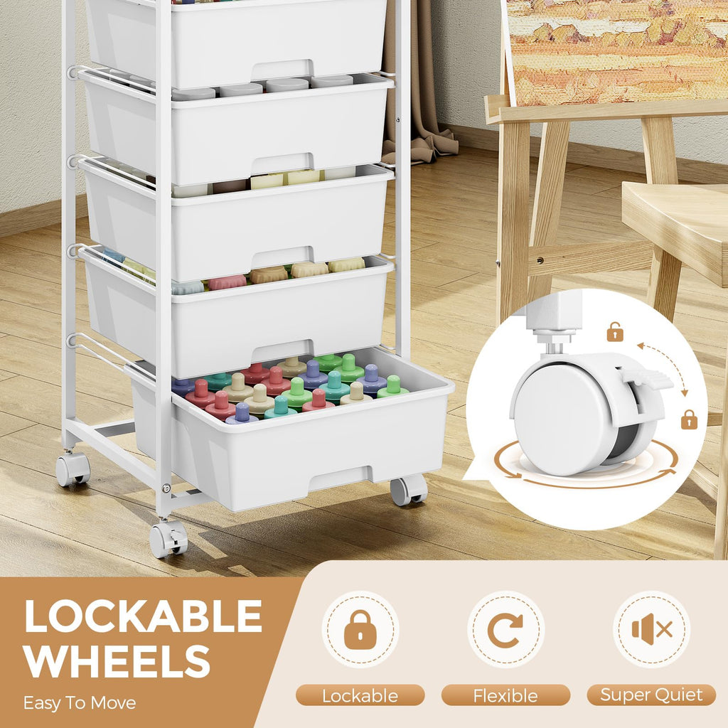 6 Drawer Rolling Storage Cart with Wooden Top and Wheels S504