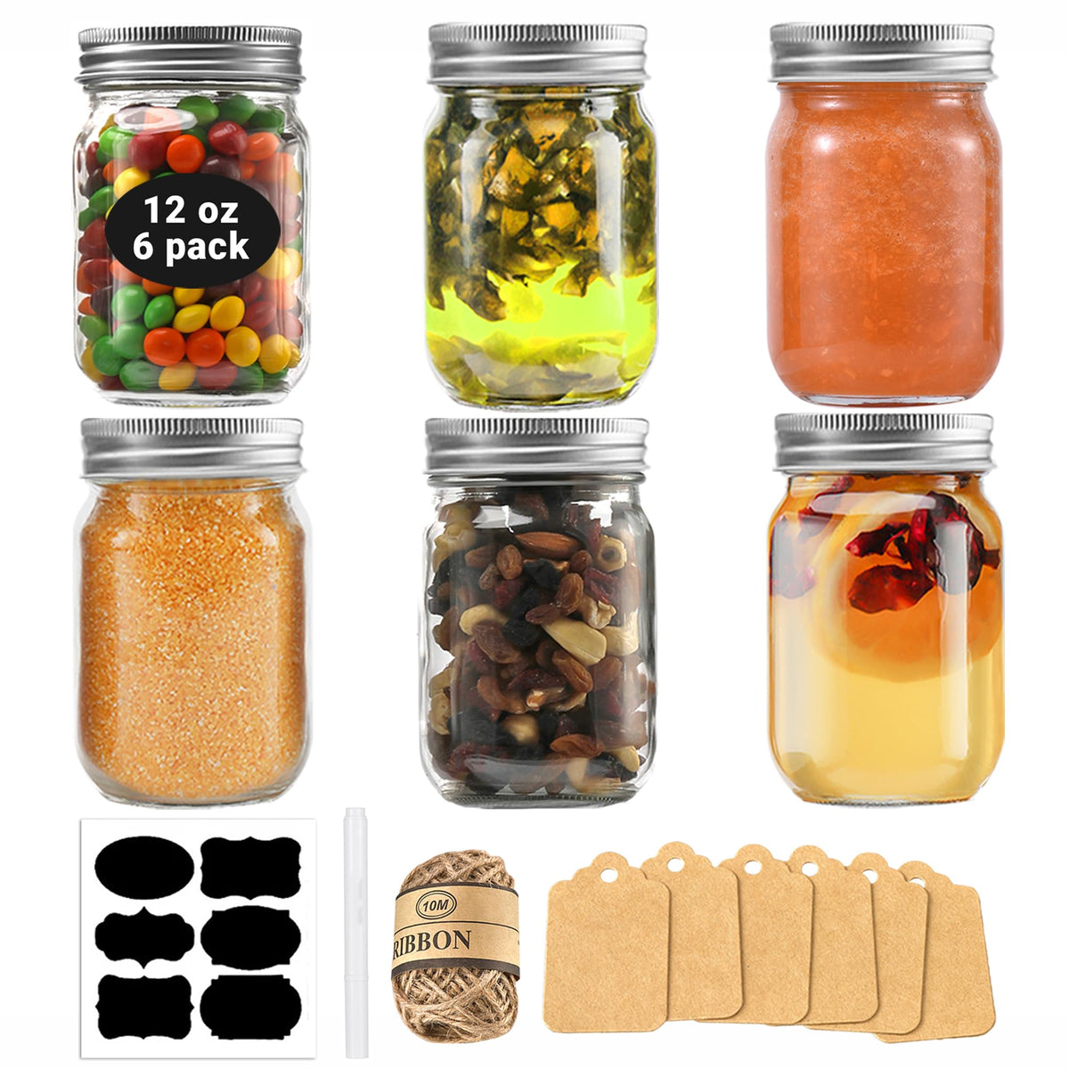 12 oz Glass Canning Jars 6 Pack M82188