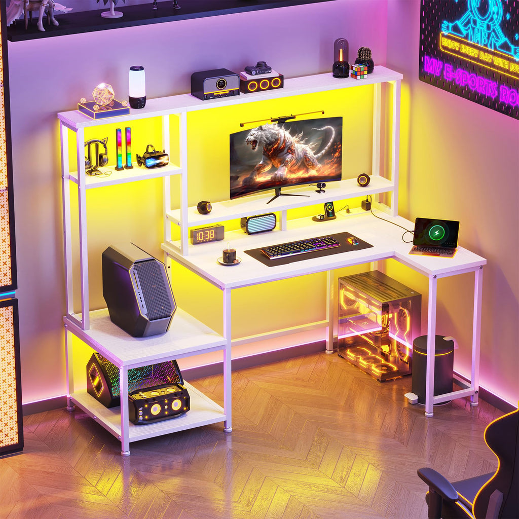 White Computer Desk with Hutch T620