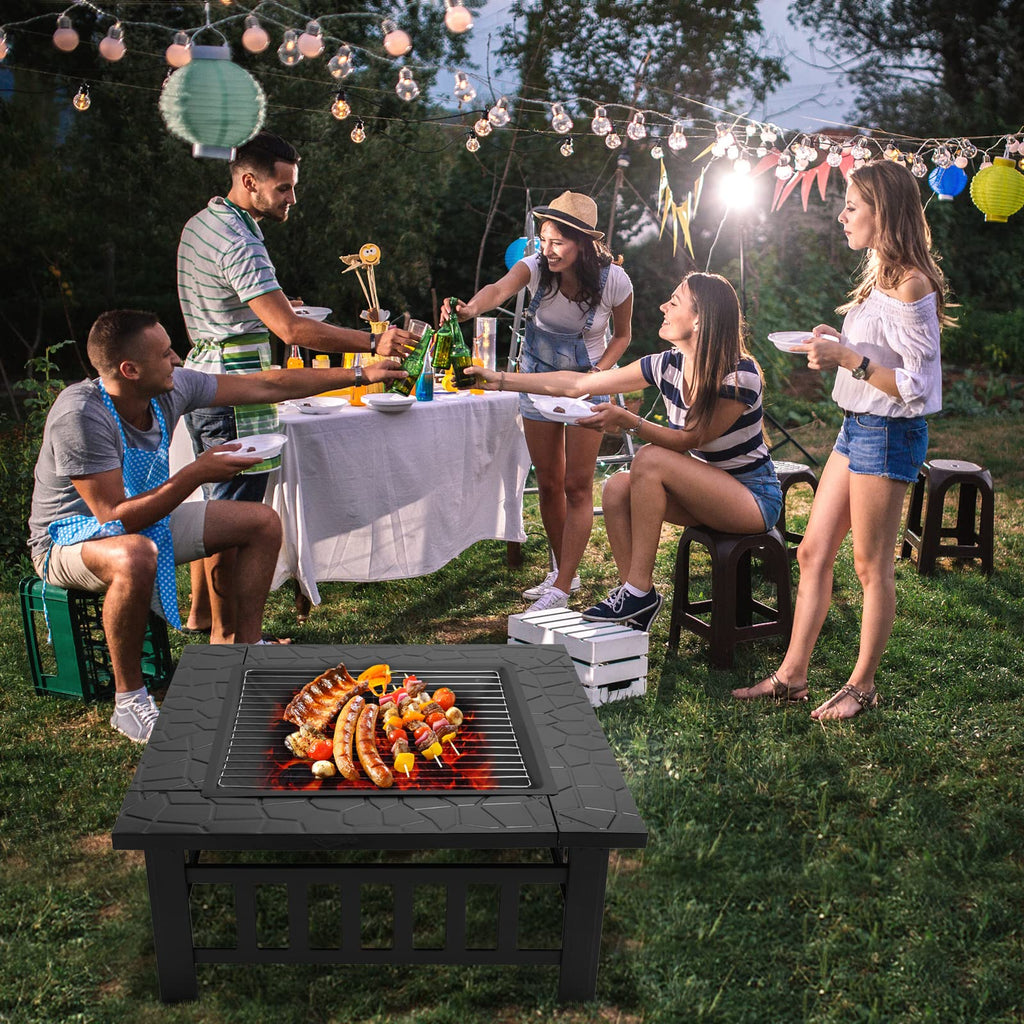 32” Metal Square Wood Burning Fire Pit S740136