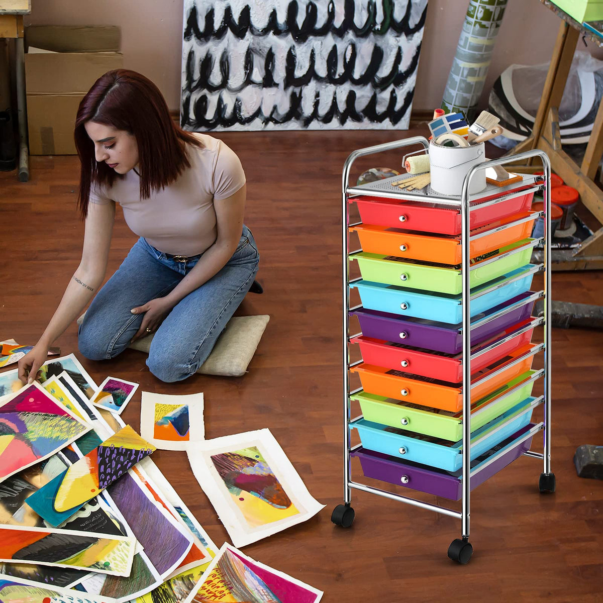 10 Drawer Rolling Storage Cart with Wheels G2920