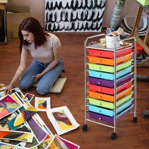10 Drawer Rolling Storage Cart with Wheels G2920