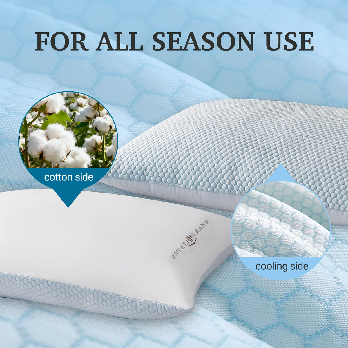 Cooling Soft Low-Profile Pillow King Size Set of 2 I5430