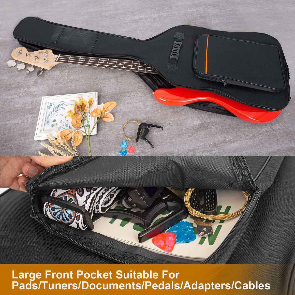 Black Padded Waterproof Bass Guitar Bag I171976