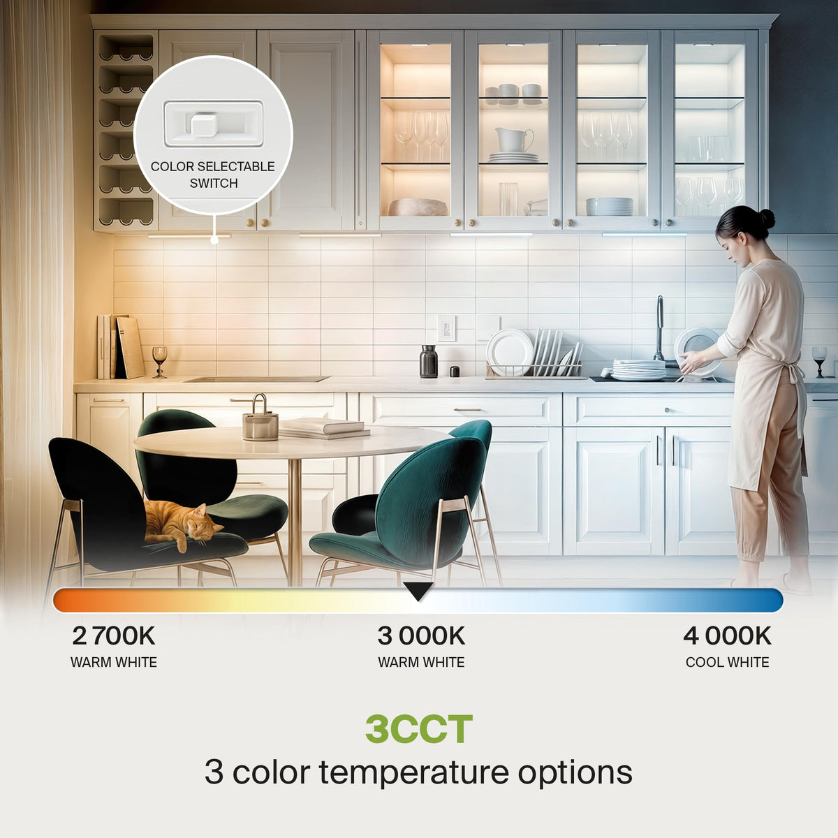 LED Under Cabinet Lighting 24 Inch Dimmable 3CCT White A74436