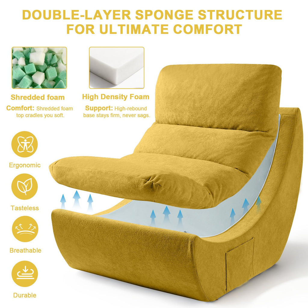 Set of 2 Yellow Anti Cat Scratch Bean Bag Chairs U4301