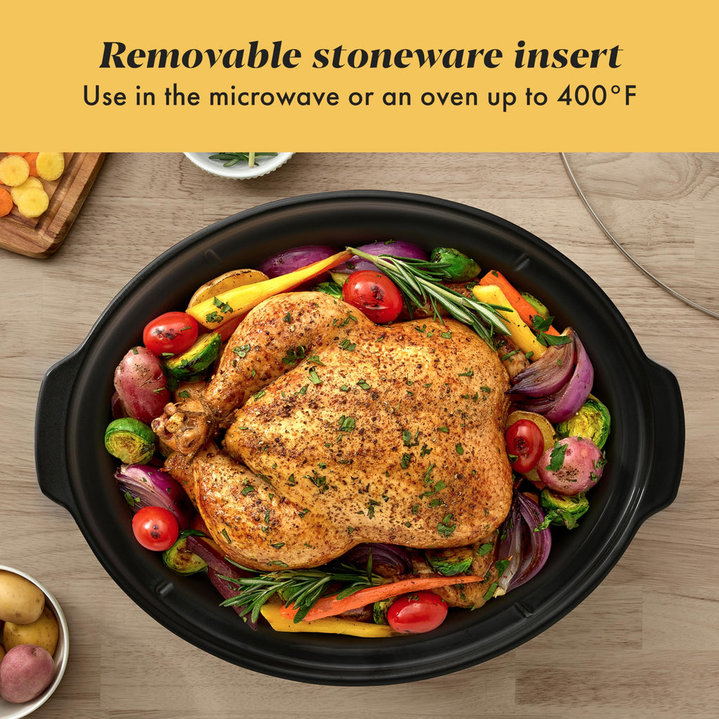 7-Quart Manual Slow Cooker, Family Size, Removable Stoneware, Dishwasher Safe, Stainless Steel T232722