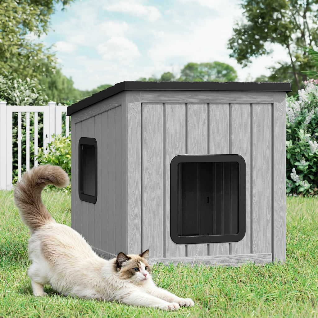 Weatherproof Outdoor Cat House with Air Holes H599137