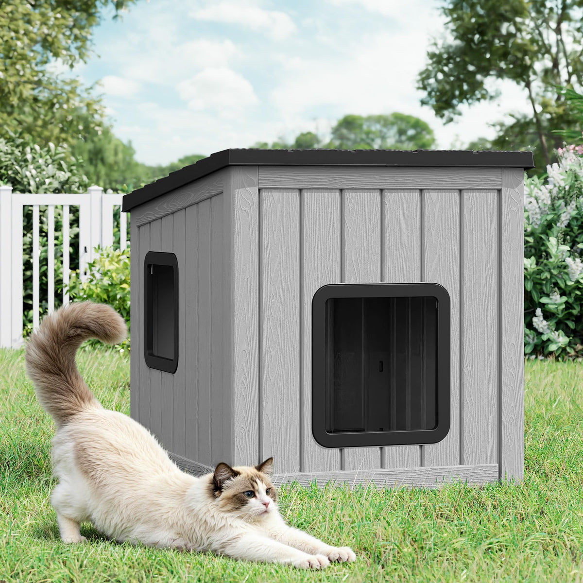 Weatherproof Outdoor Cat House with Air Holes H599137