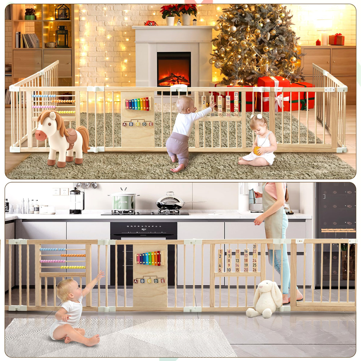 Wooden Playpen with 3 Learning Toys V2899