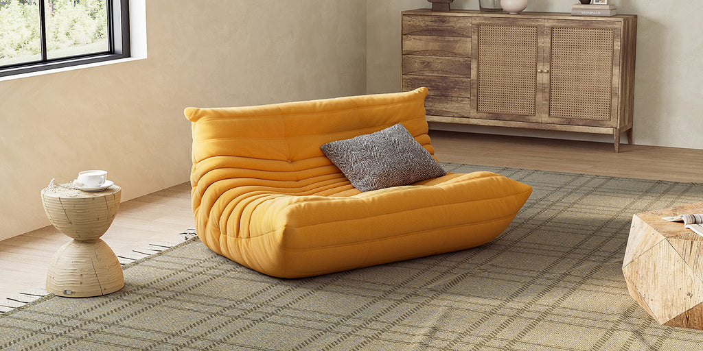 Yellow Suede Memory Foam Loveseat Bean Bag Chair O1895