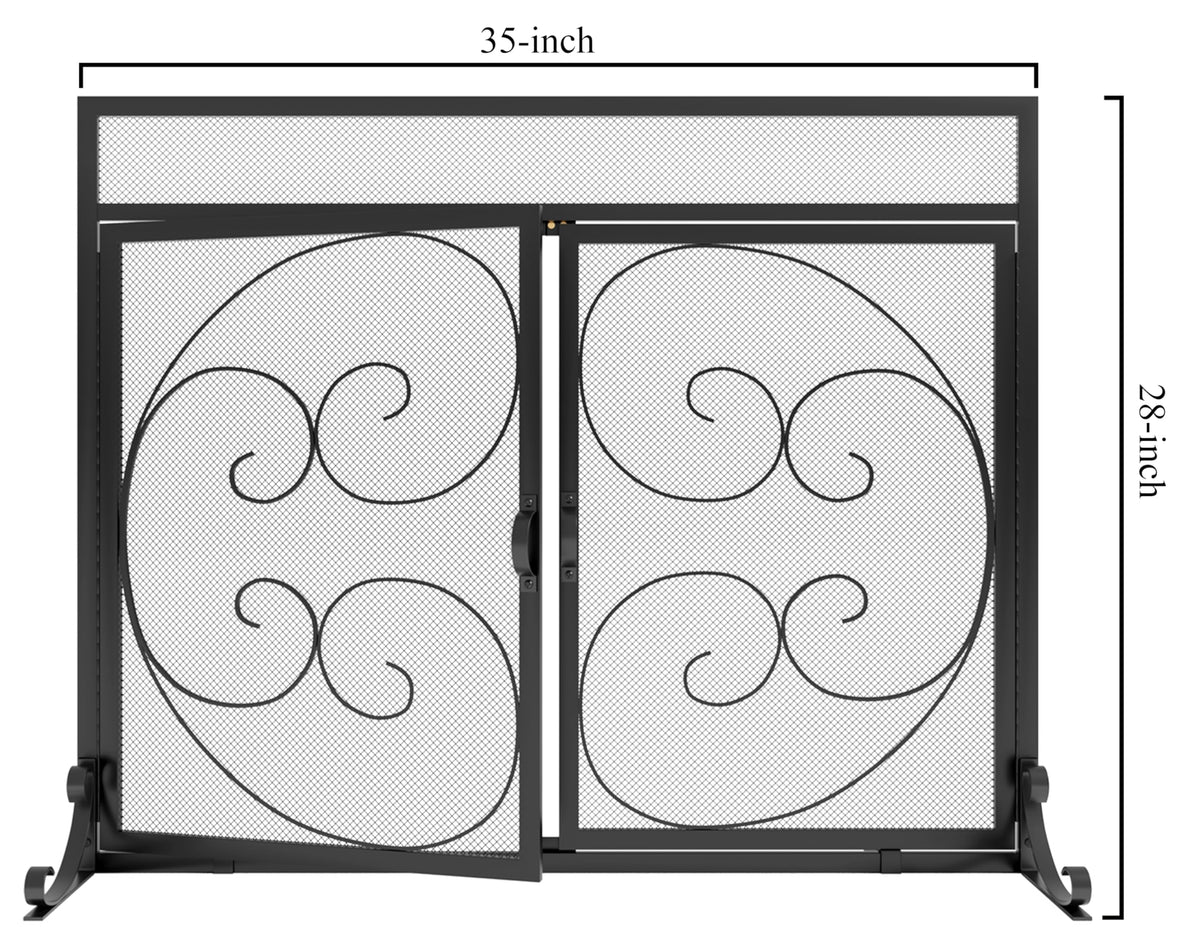 Black Wrought Iron Fireplace Screen H65212