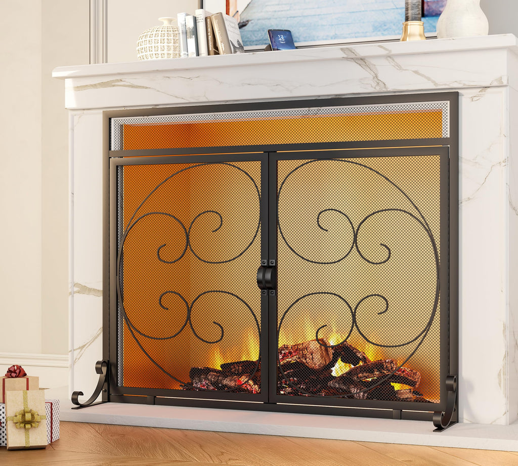 Black Wrought Iron Fireplace Screen H65212