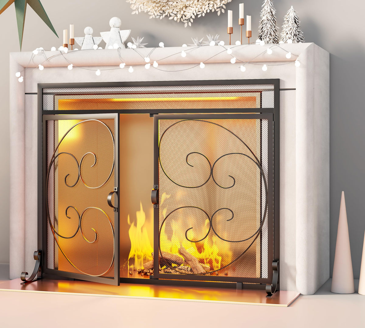 Black Wrought Iron Fireplace Screen H65212