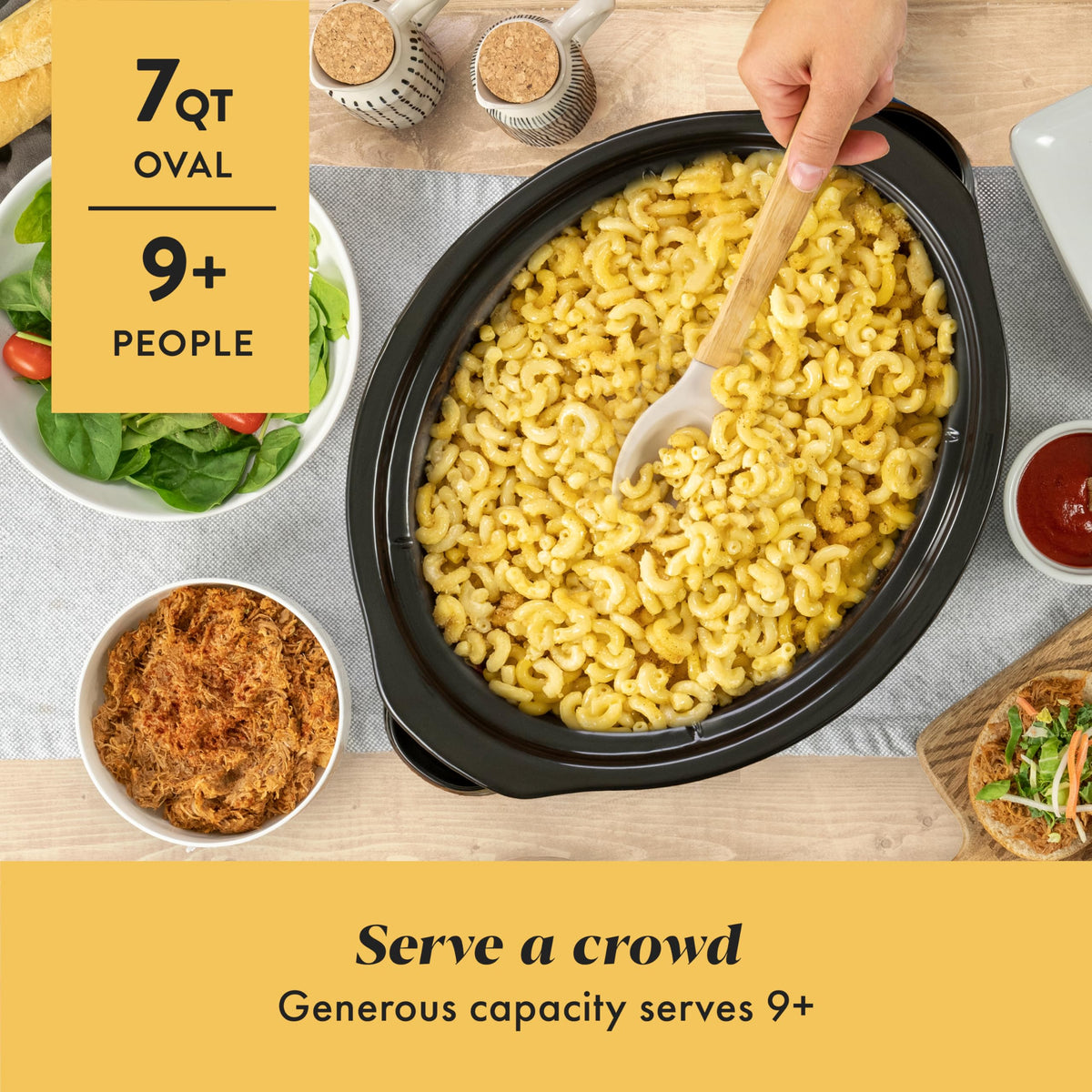 7-Quart Manual Slow Cooker, Family Size, Removable Stoneware, Dishwasher Safe, Stainless Steel T232722