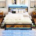 King Size Wood Bed Frame with 4 Storage Drawers P562
