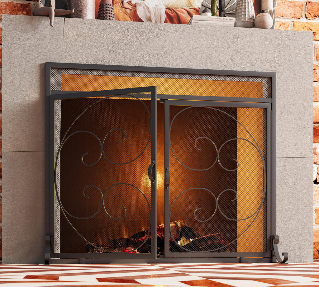 Black Wrought Iron Fireplace Screen H65212